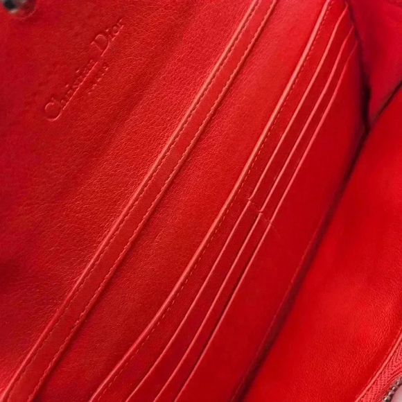 Dior Rendezvous Red Leather Wallet-On-Chain - Picture 13 of 16